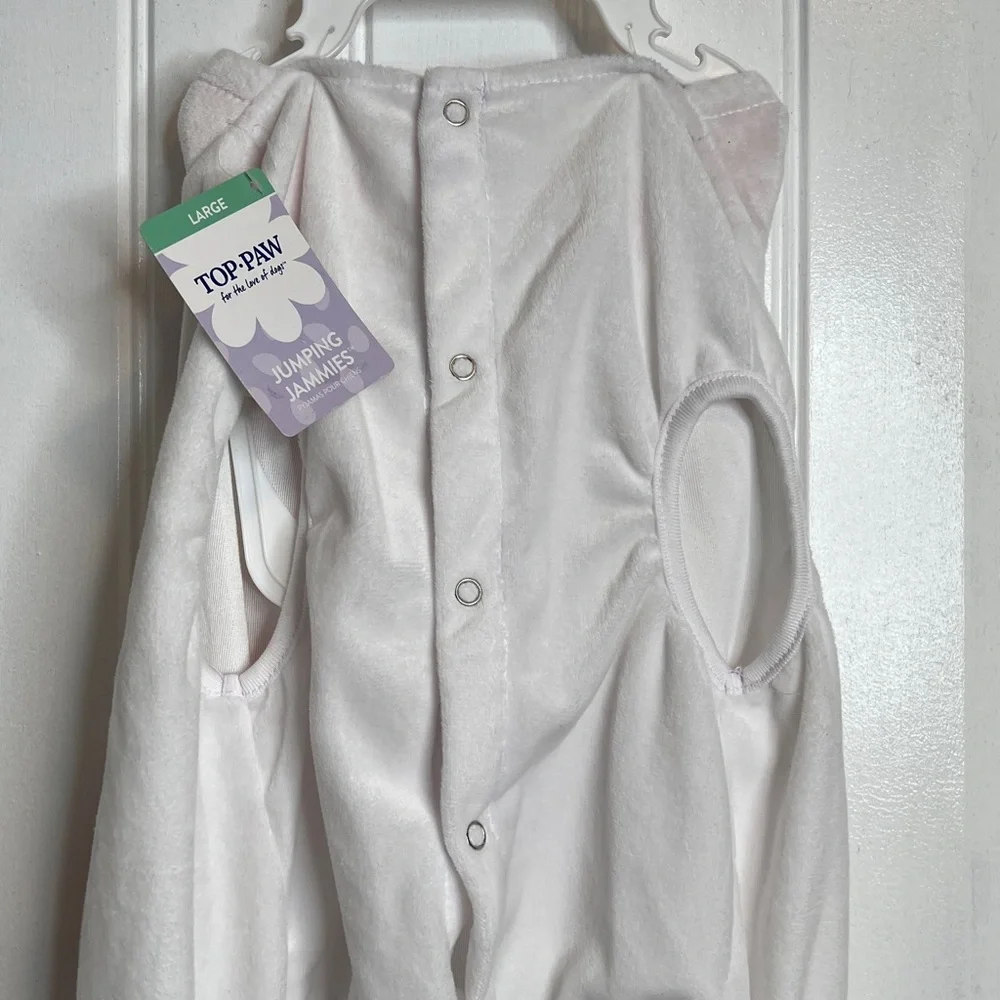 Top Paw White‎ Pink Gingham Accent Easter Bunny Hooded Dog Onesie. Large. NWT.